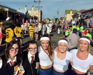 University of Otago students (from left) April Pilley (18), Alanah Harwood (19), Sophie Ehlers ...