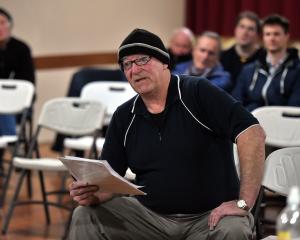 Warrington resident Ken McHoull presents his petition at the Waikouaiti Coast Community Board...