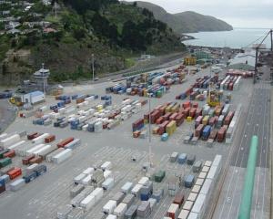 A view of Lyttelton container terminal from a container crane. .Photo: Lyttelton Port of...