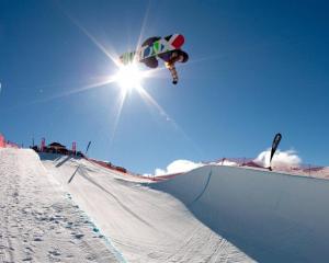 Rana Okada, of Japan, in her women's halfpipe qualifying run at Cardrona yesterday. Photo by...