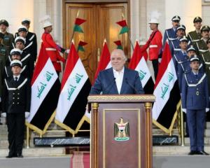 Iraqi Prime Minister Haider al-Abadi delivers a speech in Baghdad. Photo" Reuters