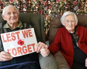 World War 2 veteran Allan Hagan (99) and his wife Hazel spending their first Anzac Day at Ross...