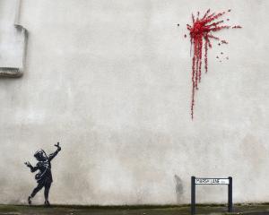 A suspected new mural by artist Banksy is pictured in Marsh Lane in Bristol. Photo: Reuters