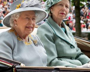 Queen Elizabeth II and Princess Anne, Princess Royal on day three, Ladies Day, of Royal Ascot at...