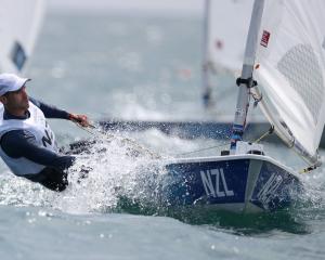 New Zealand sailor Sam Meech competes in the Laser class at the Tokyo Olympics. PHOTO: GETTY IMAGES