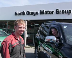 Dion Voyce (left) is the first employee the North Otago Motor Group has hired through the Waitaki...