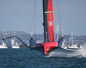 Emirates Team New Zealand leads Luna Rossa Prada Pirelli in America’s Cup racing on Waitemata...