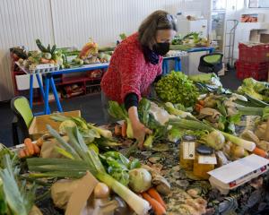 Rose Newburn packs a box of fresh produce at the Locavore workshop. PHOTO: GERARD O’BRIEN