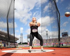 Lauren Bruce fouled her three throws in the first round of the hammer competition. Photo: Getty...