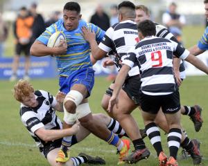 Taieri flanker Shannon Frizell breaks through for Taieri against Southern at Peter Johnstone Park...