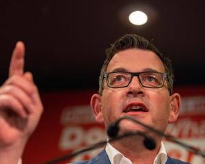 Victorian Premier Daniel Andrews delivers his victory speech at the Labour election party in his...