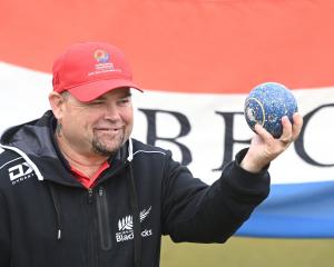 Darron Wolland celebrates being named New Zealand disability bowler of the year at the Brighton...