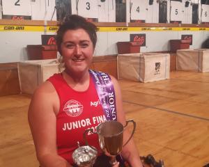 Gore shearer Emma Martin celebrates becoming the third woman to win a New Zealand Shears title...