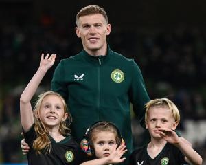Republic of Ireland winger James McClean with his children (from left) Allie Mae, Willow Ivy and...
