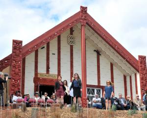 The manuhiri being called on to the Otakou marae on Waitangi Day this year. PHOTO: ODT FILES