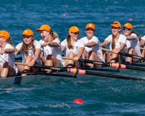 Columba College rowers battle through windy conditions at the Otago championships at Lake...
