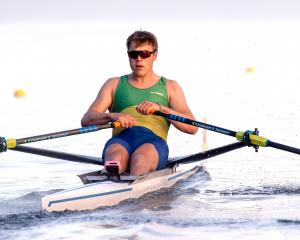 Jack Pearson on his way to winning bronze in the men’s under-22 single sculls at the national...