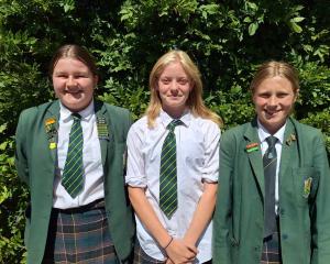 East Otago High School sport leaders (from left) Addisyn Lawrence, Paige Walker and Renee McKenzie.