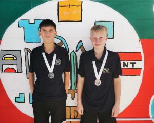 Tokomairiro High School indoor bowlers Jackson Savage (left) and Tyrese Gemmell. Photo: supplied