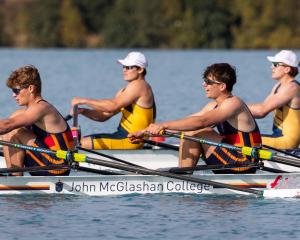 John McGlashan and Wakatipu face off to qualify for the under 18 A double sculls. PHOTO: SHARRON...