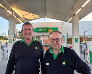 Alan Turnbull (left) and Neville Bond, owners of BP 2Go Autoworld in Oamaru, 
...