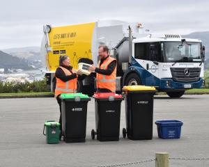 Catherine Gledhill, DCC waste management supervisor and Kane Bray, Dunedin Enviro NZ manager with...