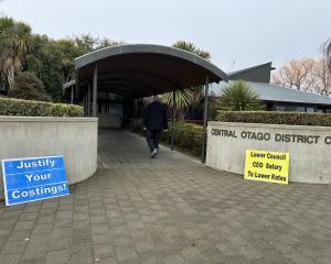 Posters protesting the proposed rates increase adorned the entrance of the Central Otago District...