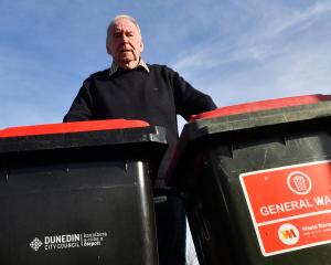 Alister Forgie, of Mosgiel, says emptying his Dunedin City Council wheelie bin of rubbish once a...