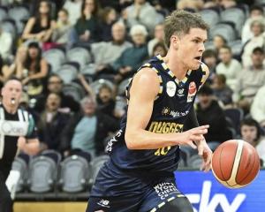 Otago Nuggets guard Ben Henshall takes the ball up court in Dunedin earlier this year. PHOTO:...