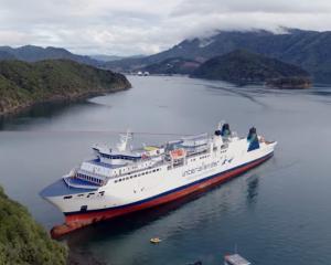 Cook Strait Interislander ferry Aratere aground on Saturday. PHOTO: MARLBOROUGH DISTRICT COUNCIL ...