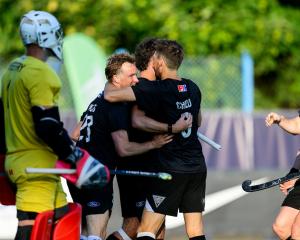 Black Sticks players (from left) Hugo Inglis, Jonty Elmes (obscured), Simon Child and Blair...