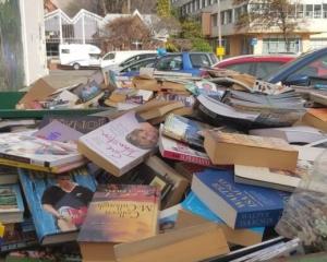 A skip full of books near the site of the Invercargill Rotary book sale which took place over the...