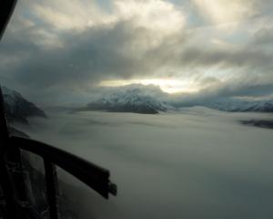 A view from a rescue helicopter during the Boys Glacier operation. Photo: Maritime NZ