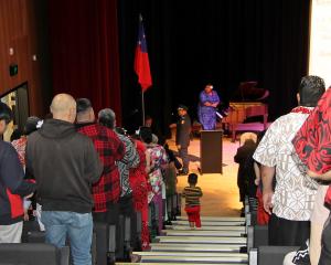 The Samoan flag was raised in Te Pou o Mata-Au on Saturday. PHOTO: NICK BROOK