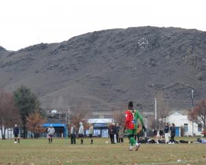 Seasonal Solutions Alexandra goalkeeper Massing Kalotang keeps an eye on the game as the team...