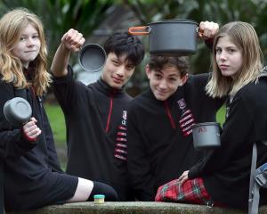 Dunedin North Intermediate pupils (from left) Mae Clarkson, 13, Genjin Gurung, 12, Arlo Abbott,...