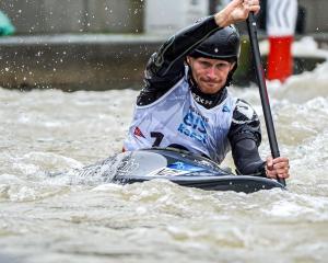 Finn Butcher competes in the canoe slalom world cup in Augsburg, Germany at the weekend. Photo:...