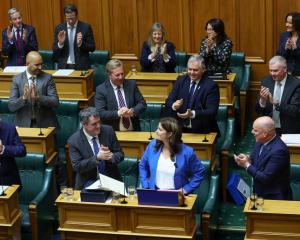 Nicola Willis is applauded after delivering the Budget. PHOTO: GETTY IMAGES