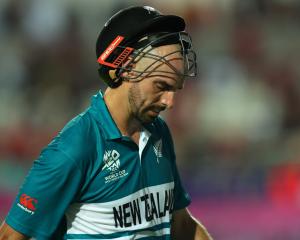 Black Cap Daryl Mitchell during New Zealand's loss to the West Indies on Thursday. Photo: Getty...