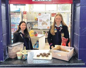 Ashburton College students Darcy McCully (left) and Ella Rickard ready to serve students. Photo:...