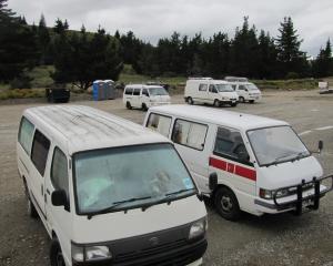 The camper van site set up by the Queenstown Lakes District Council near tthe Red Bridge, Luggate...