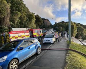 A fire appliance at the scene of the Queens Drive fire. Photo: Gregor Richardson