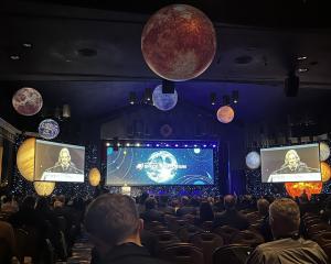 Judith Collins speaking to the Colorado Space Symposium. Photo: Sarah Ramsay