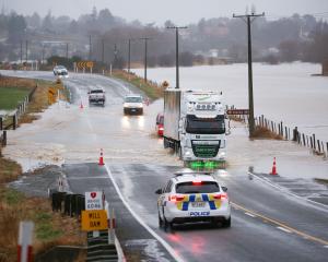 Flooding on State Highway 1 at Clarks Mill between Maheno and Oamaru in 2022. PHOTO: ODT FILES