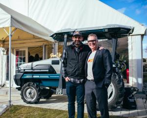 Forest Lodge Orchard and Rewind Aotearoa CEO, Mike Casey (left) and Destination Queenstown CEO,...