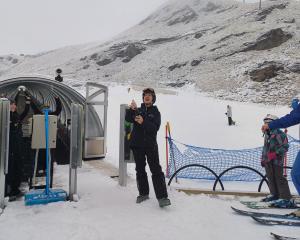 The Remarkables ski area manager Steve Hall marks the opening of the 2024 ski season with a...