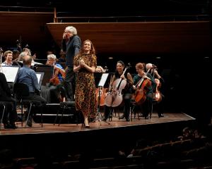 British animateur Rachel Leach on stage with the NZSO during a schools concert, The Firebird, in...