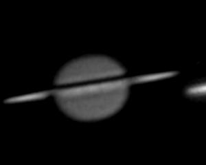 Views of Saturn from Mt John. On the left captured as white light, on the right using a methane...