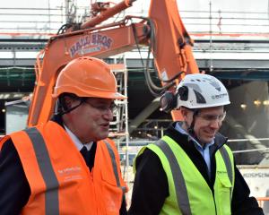 Southbase senior project manager Anthony Francicevic (right) shows Minister of Health Shane Reti...