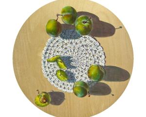 Oil painting Greengages for Elfriede won the Hughes Family Trust Award for excellence for Sarah...